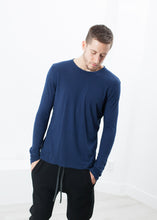 Load image into Gallery viewer, Cashmere Jersey Long Sleeve Tee in Navy